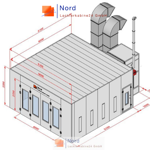 Lackierkabine kleinteile NL 6x6 m Seiten Absaugung Trubo-Lüfter Lackierkabine kleinteile NL 6x6 m Seiten Absaugung Trubo-Lüfter
