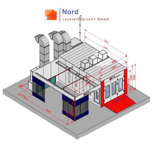 Angebot&nbsp;NL9200-7 Meter Rampe-PS-A1&nbsp;Lackierkabine+Vorbereitungsplatz&nbsp;Schl&uuml;sselfertige Lackierkabine+Qualitativ